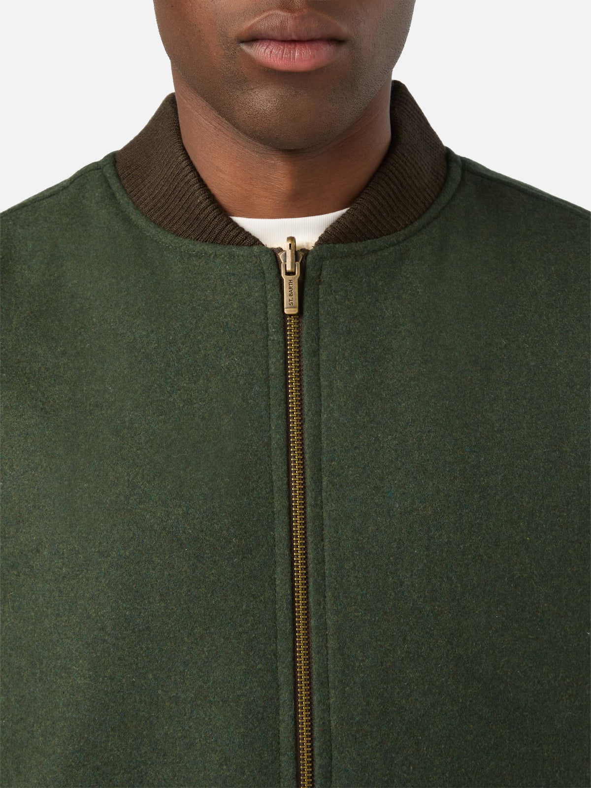 Gilet réversible Spencer en mélange de laine vert militaire 