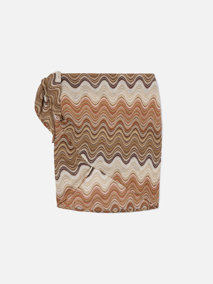 Sery short pareo in brown degradé raschel fabric