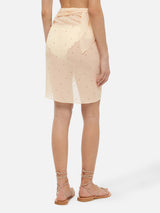 Sery short off-white georgette pareo with rhinestone embellishment