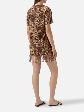 Abito midi Sereia con stampa leopardata all-over