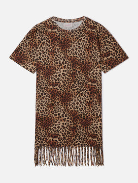Abito midi Sereia con stampa leopardata all-over