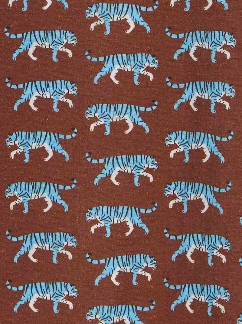 Braunes Boy-Musselin-Baumwollhemd Sharouk mit Tiger-Print