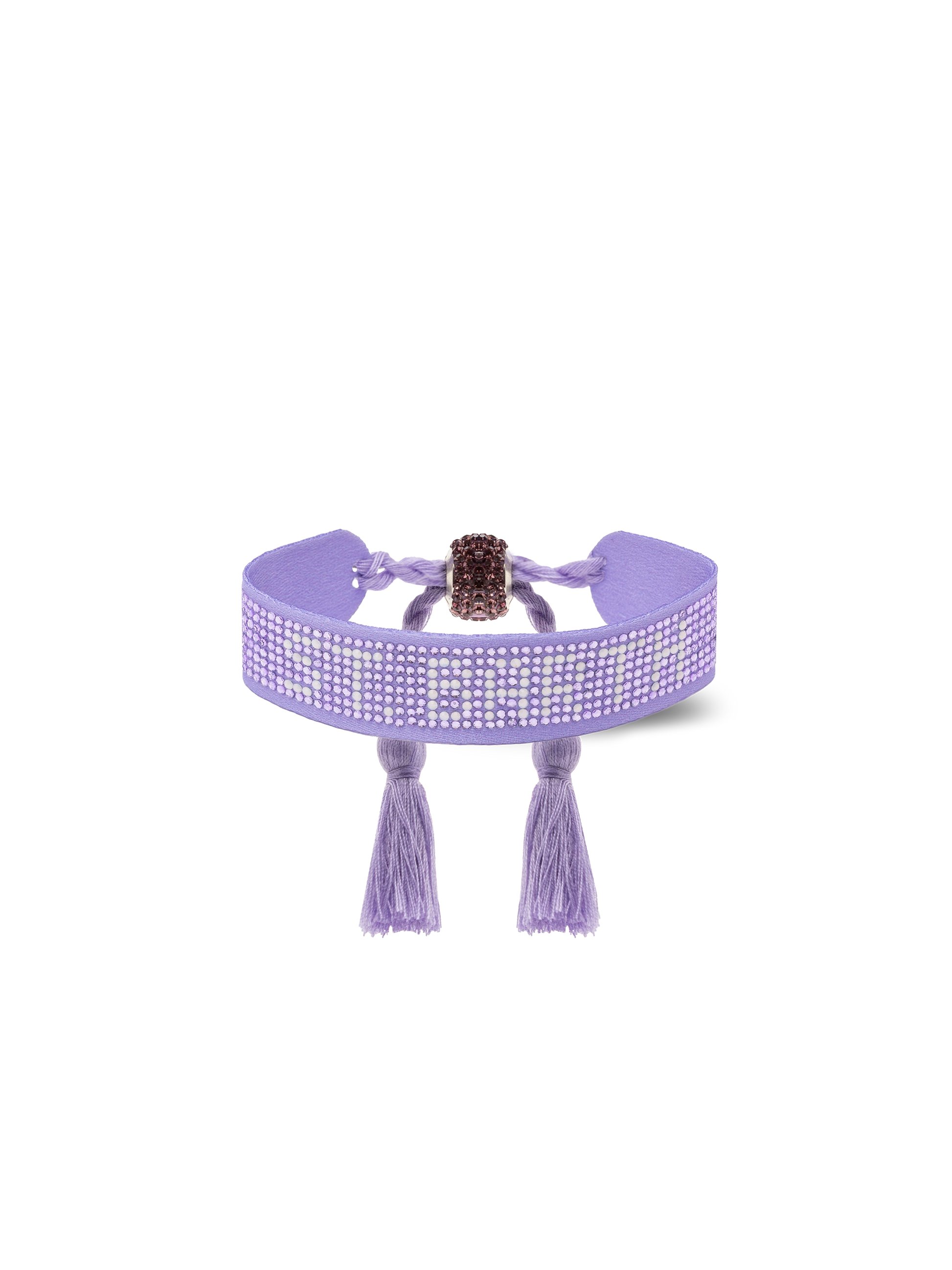 Lilac rhinestones bracelet with St. Barth lettering - MC2 Saint Barth