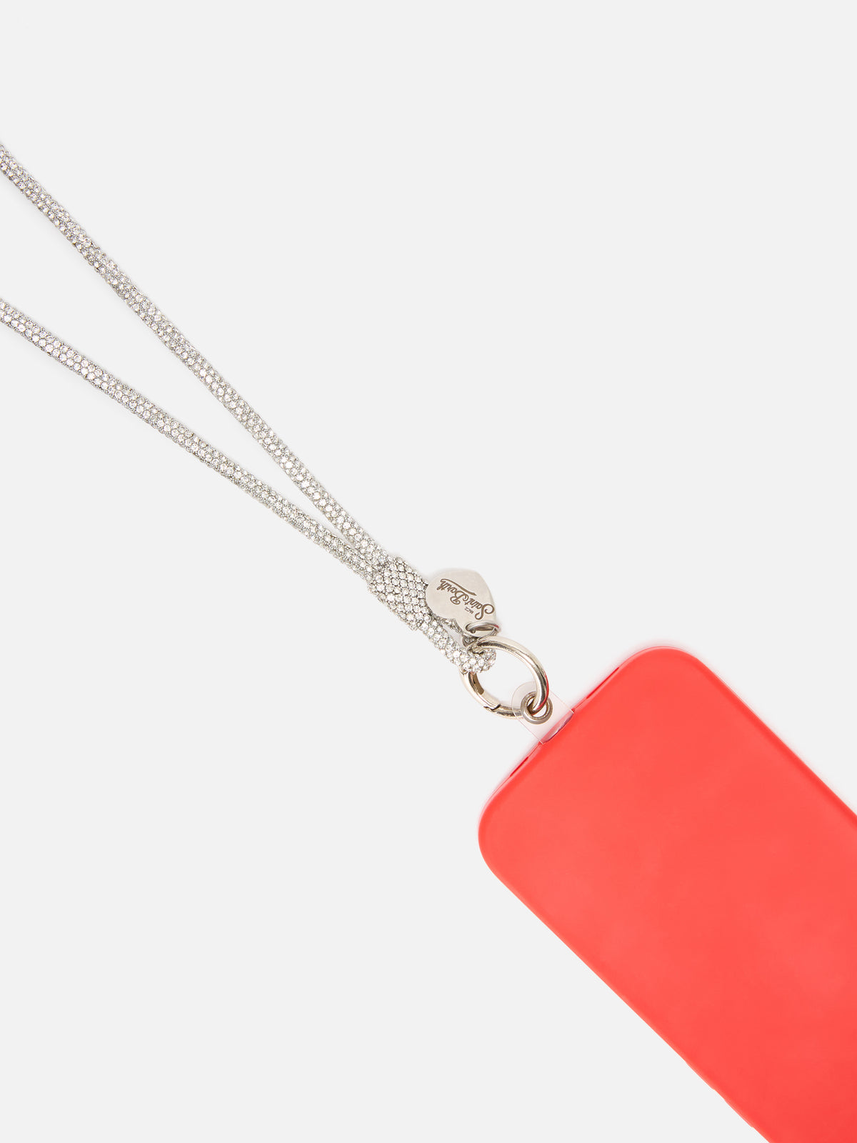 Silver Strass Charm phone strap with logo charm