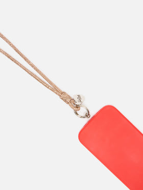Tracolla per telefono Strass Charm beige con charm logo