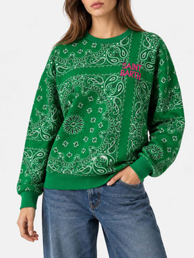 Felpa Stardust in cotone con fantasia bandana verde