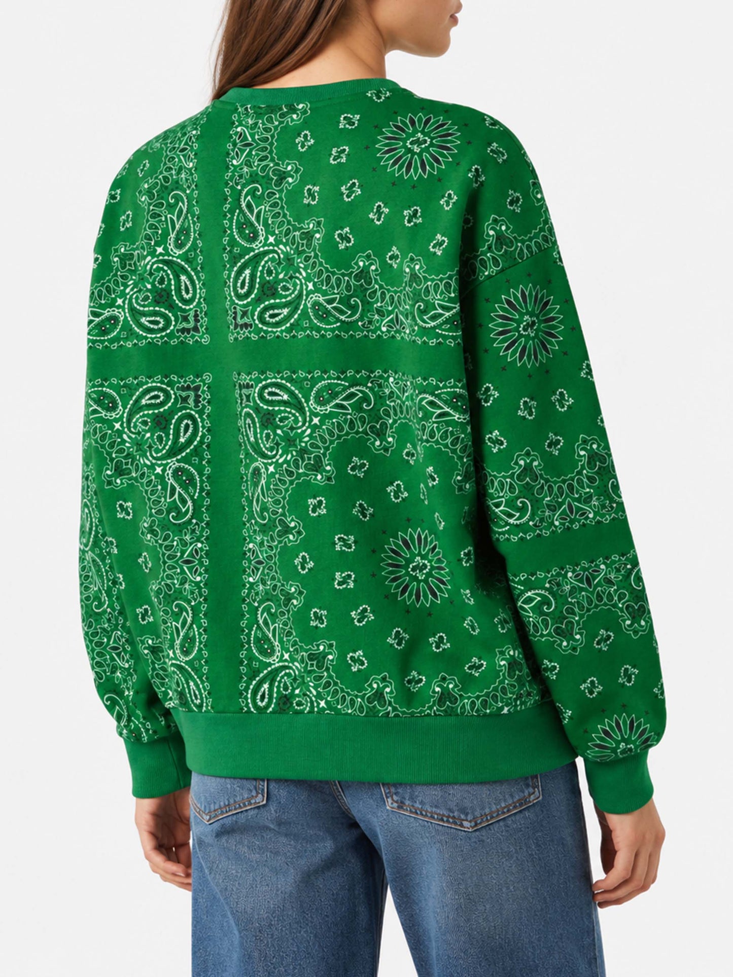 Felpa Stardust in cotone con fantasia bandana verde