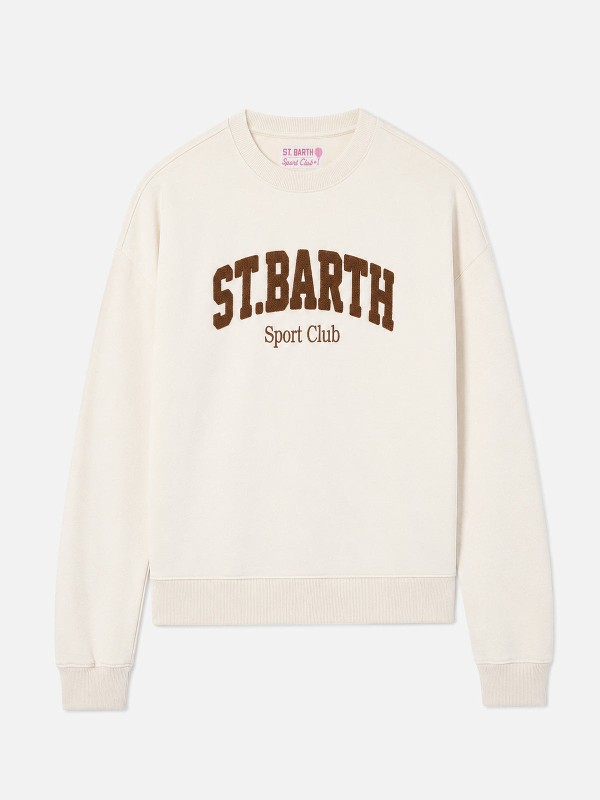 Felpa Stardust crema con logo effetto spugna e ricamo Sport Club