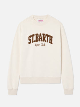 Felpa Stardust crema con logo effetto spugna e ricamo Sport Club
