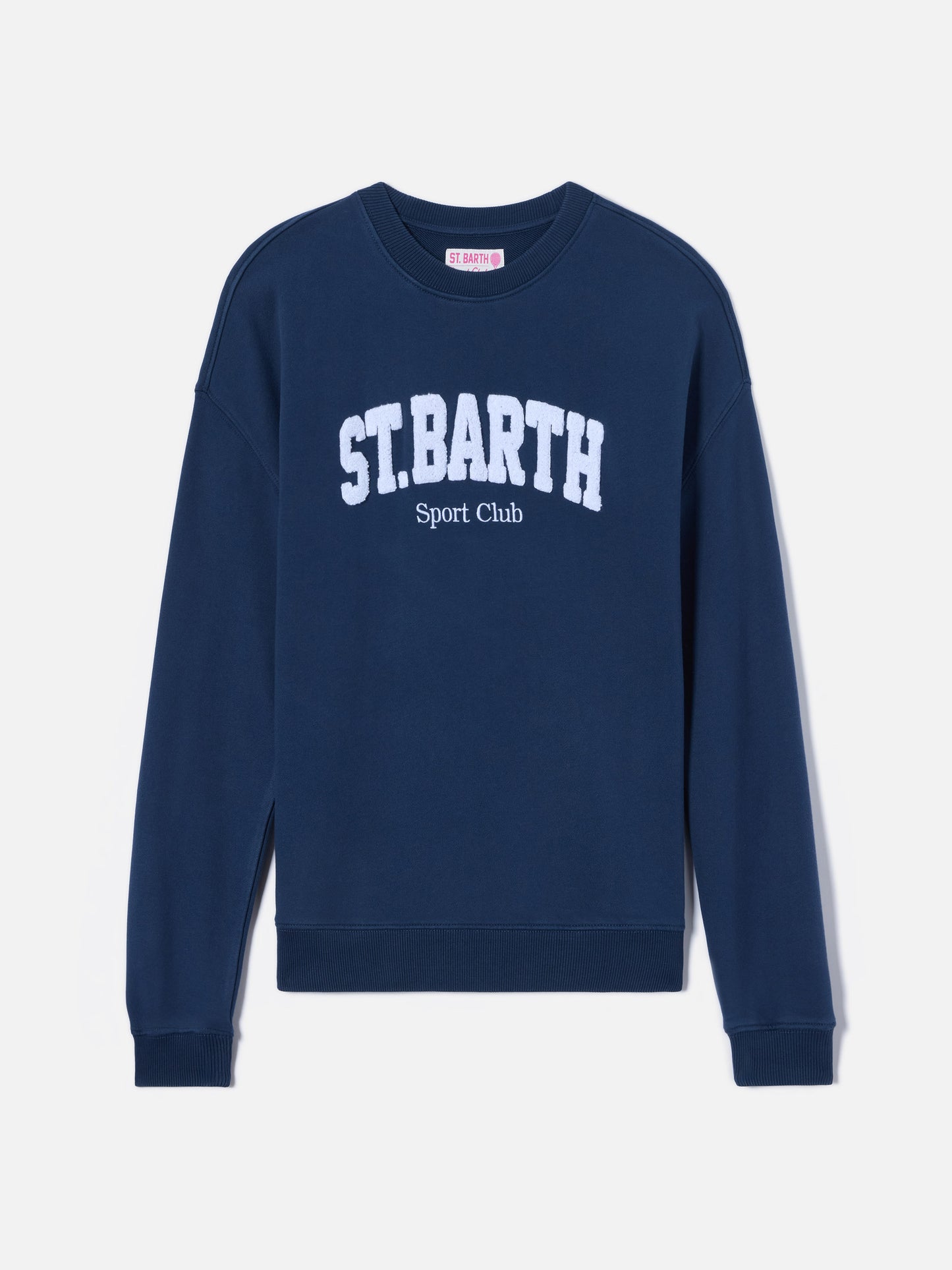Felpa Stardust blu con logo effetto spugna e ricamo Sport Club