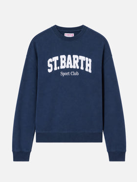 Felpa Stardust blu con logo effetto spugna e ricamo Sport Club