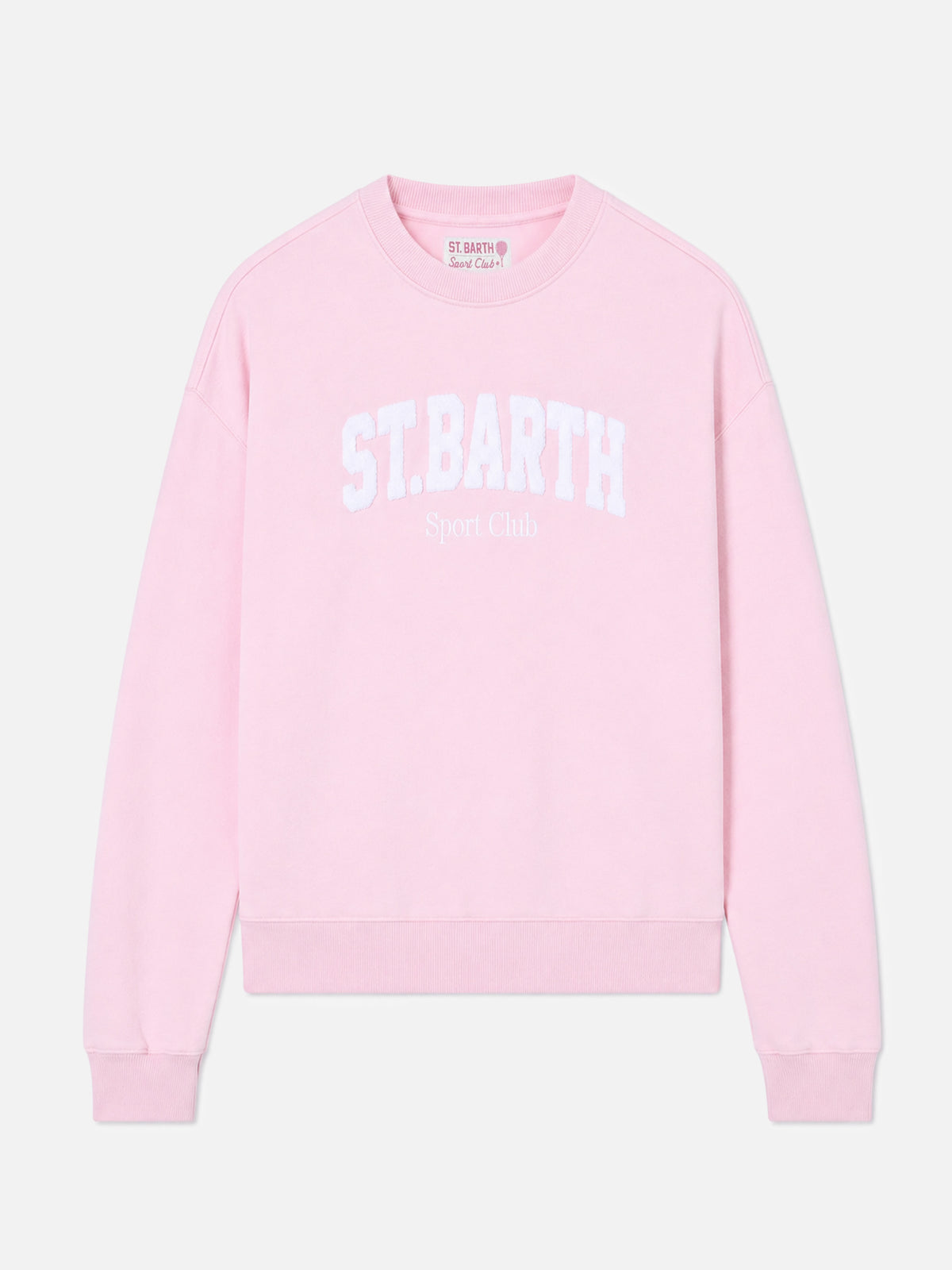 Pink Stardust sweatshirt with raised terry-effect logo and Sport Club embroidery