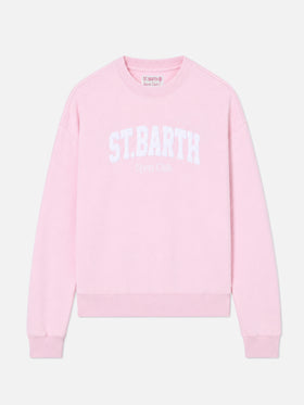 Pink Stardust sweatshirt with raised terry-effect logo and Sport Club embroidery