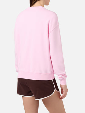 Pink Stardust sweatshirt with raised terry-effect logo and Sport Club embroidery