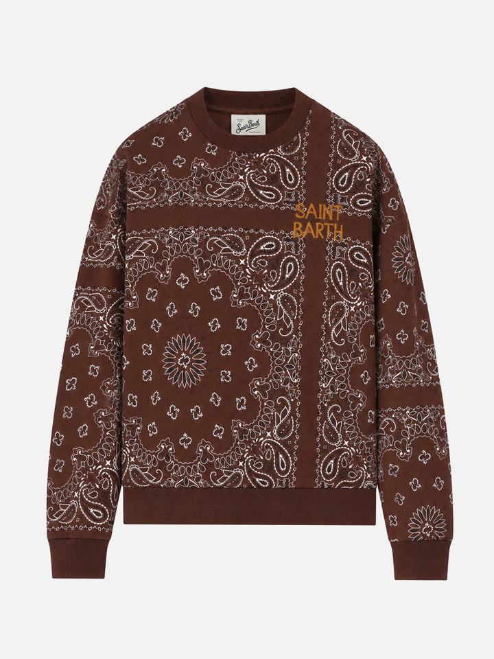 Braunes Baumwoll-Sweatshirt Stardust mit Bandana-Print 