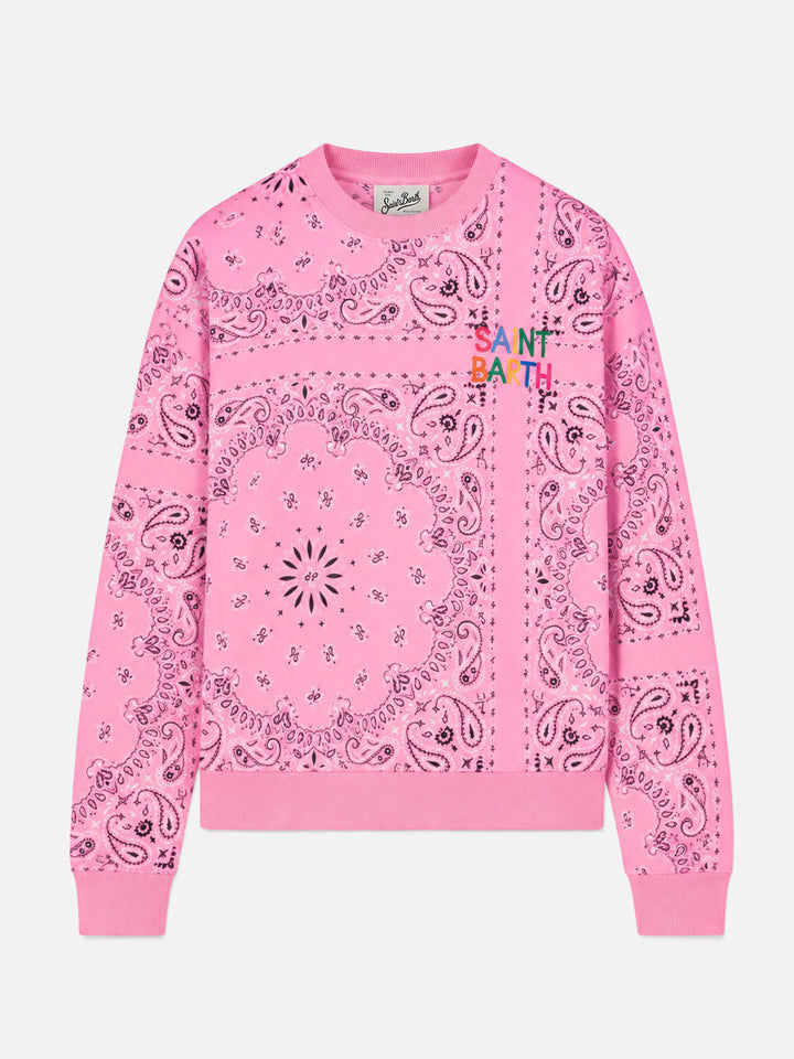 Felpa Stardust in cotone con fantasia bandana rosa