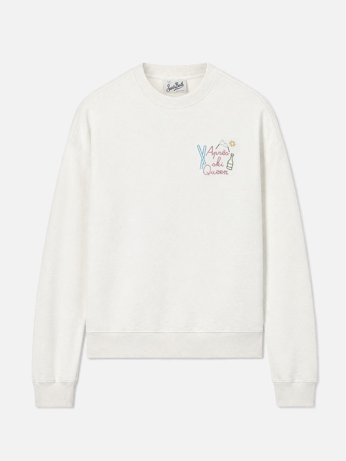 Sudadera Stardust de algodón en blanco con aplicación de strass Après Ski Queen 