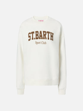 Stardust cotton sweatshirt in white with St. Barth Sport Club flock print
