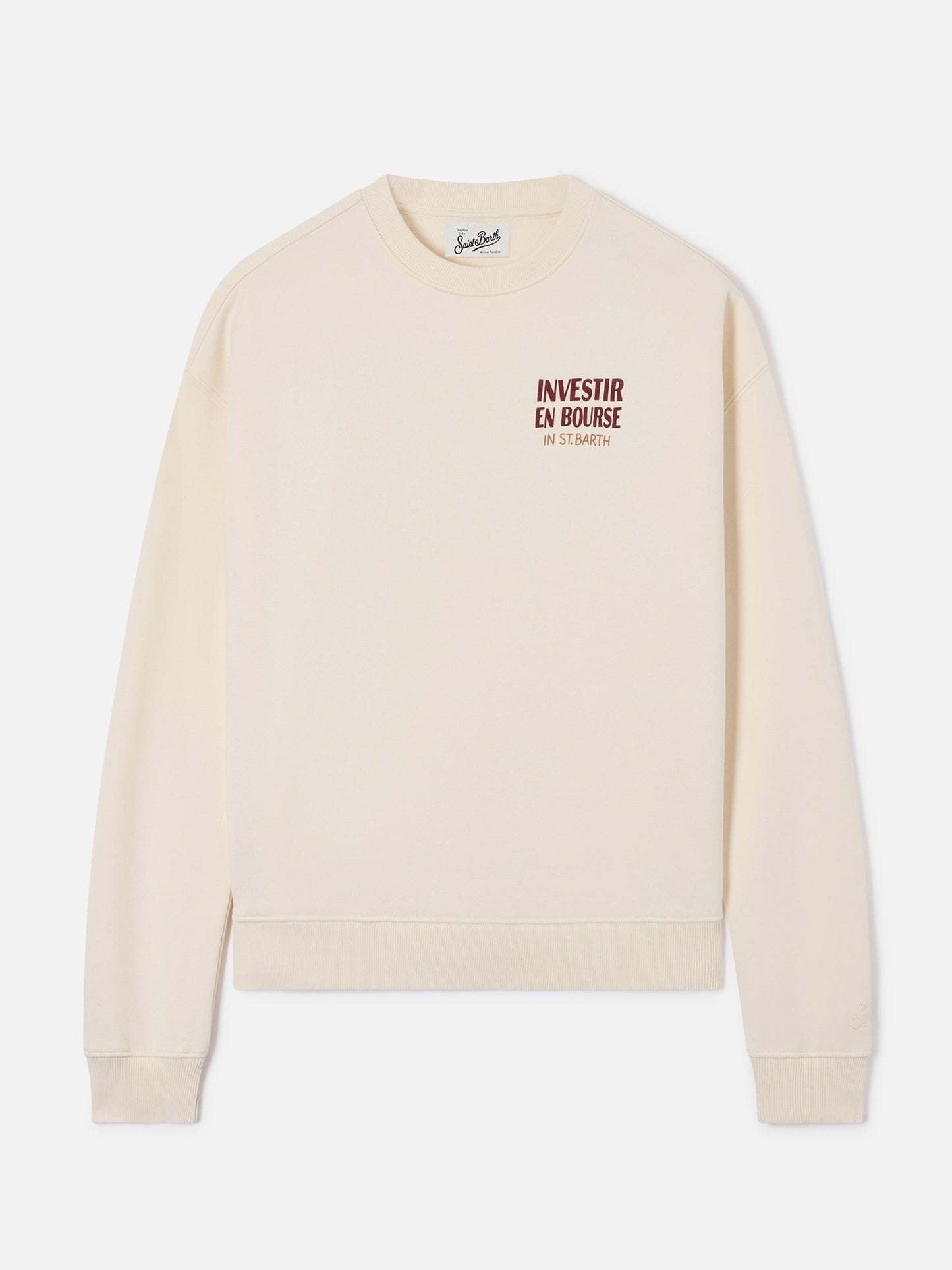 Sweat-shirt ras du cou Stardust en coton blanc avec broderie Investir en Bourse 