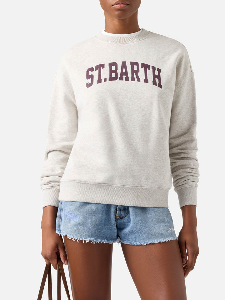 Sudadera con cuello redondo Stardust en algodón gris con estampado St. Barth 