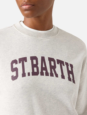 Sudadera con cuello redondo Stardust en algodón gris con estampado St. Barth 