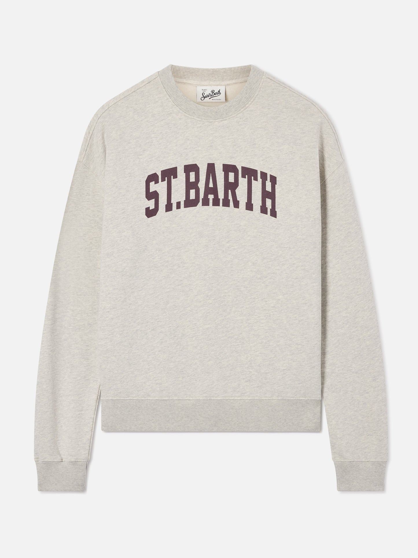 Felpa girocollo Stardust in cotone grigia con stampa St. Barth