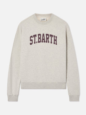 Felpa girocollo Stardust in cotone grigia con stampa St. Barth