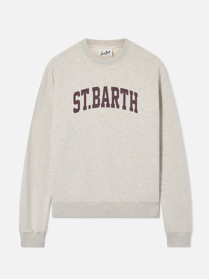 Sudadera con cuello redondo Stardust en algodón gris con estampado St. Barth 