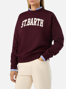 Felpa Stardust bordeaux con stampa St. Barth