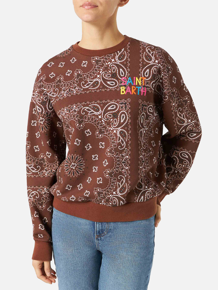 Damen-Fleece-Sweatshirt mit Bandana-Print
