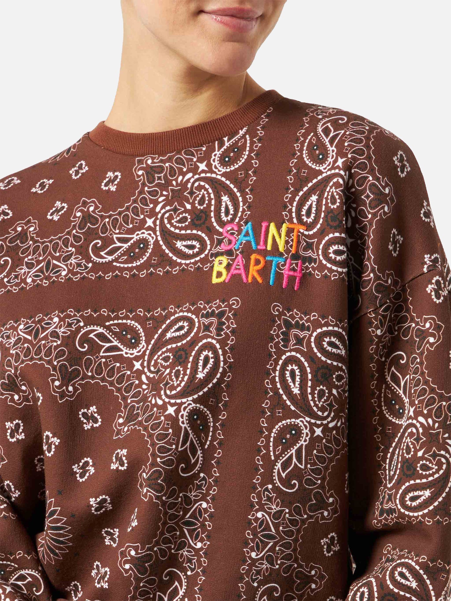 Brown Stardust sweatshirt with bandana print