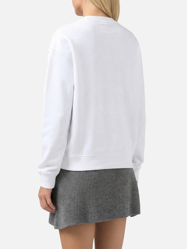 Crewneck sweatshirt with flocked Saint Barth heart