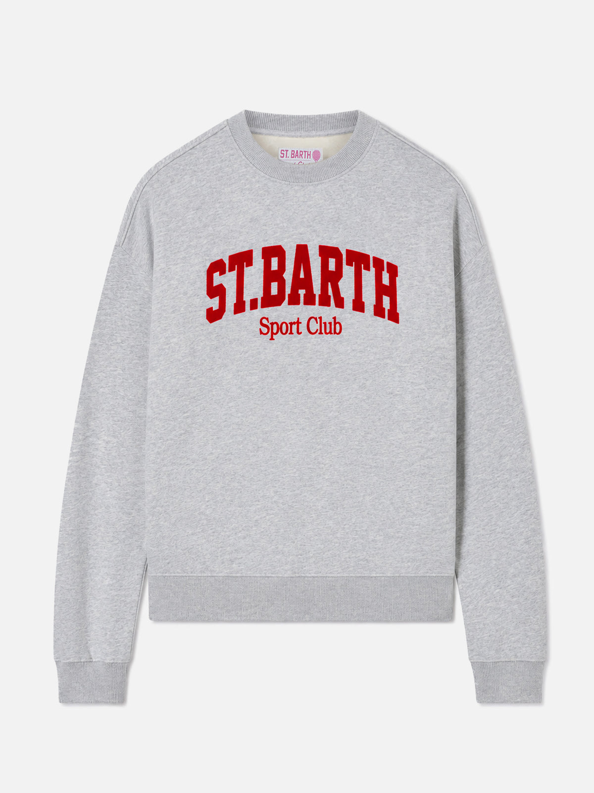 Stardust cotton sweatshirt in grey with St. Barth Sport Club flock print