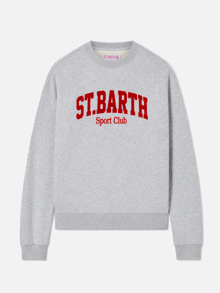 Sweat-shirt en coton Stardust gris avec imprimé flock St. Barth Sport Club 