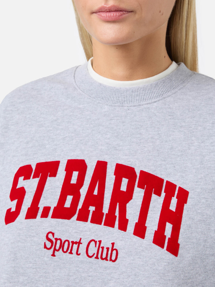 Stardust cotton sweatshirt in grey with St. Barth Sport Club flock print