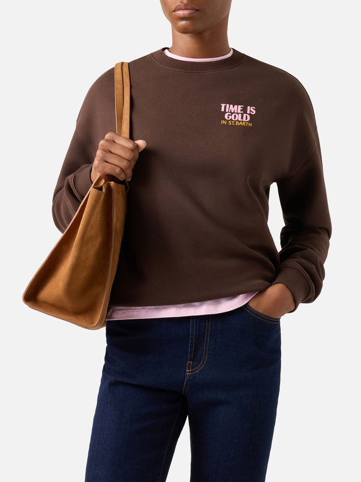 Sudadera Brown Stardust con estampado Time Is Gold 