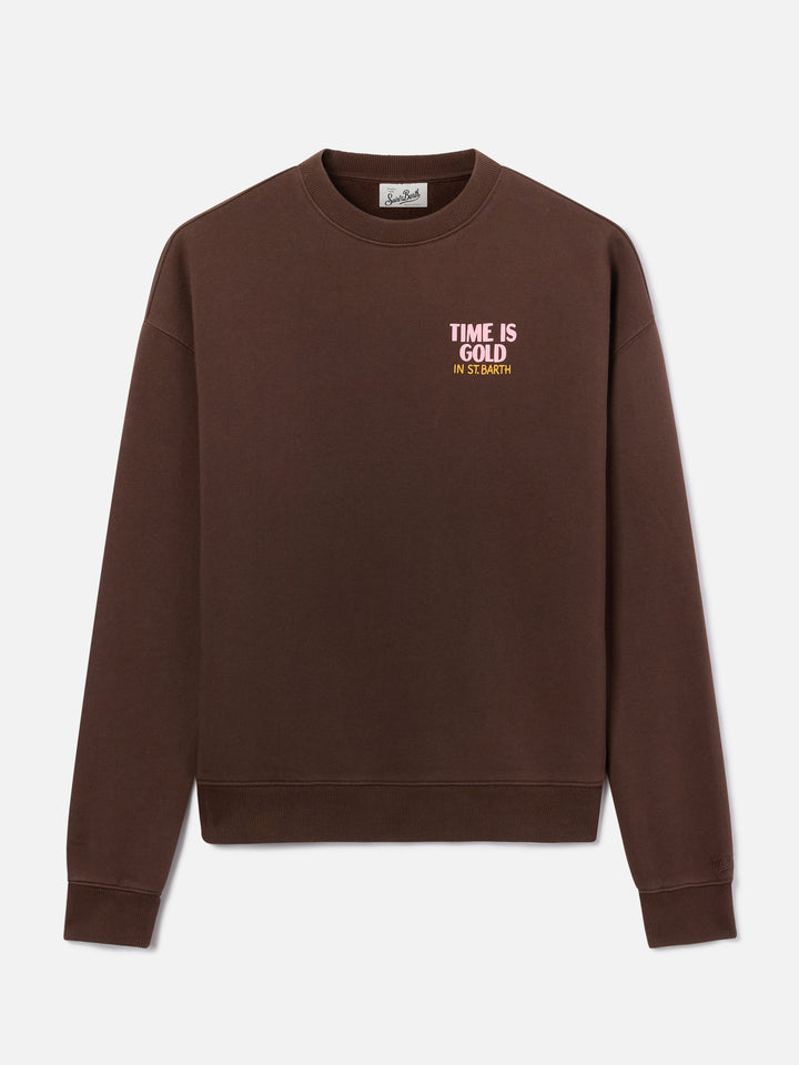 Sudadera Brown Stardust con estampado Time Is Gold 