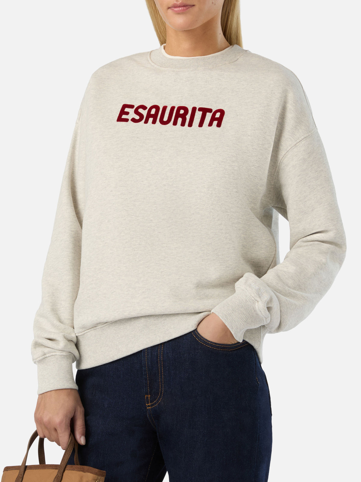 Sudadera Grey Stardust con estampado flocado Esaurita 