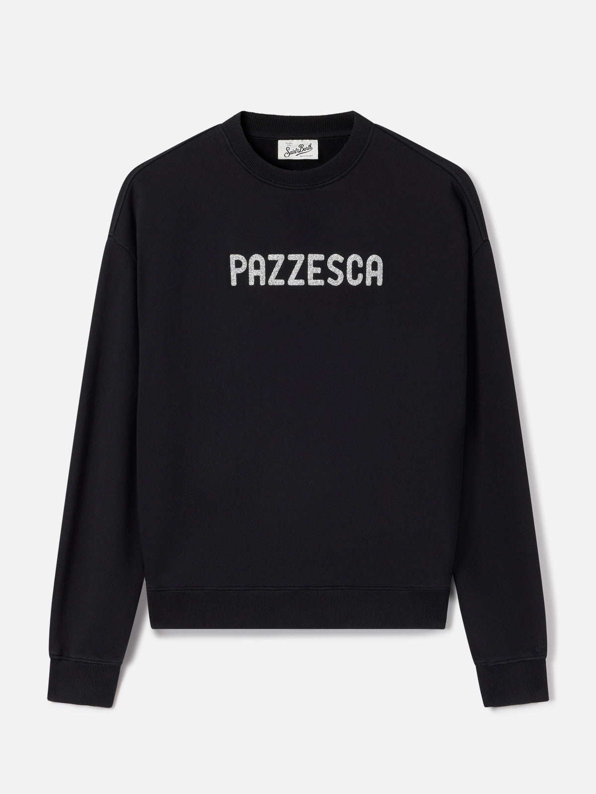 Schwarzes Stardust-Sweatshirt mit Pazzesca-Glitzerprint 