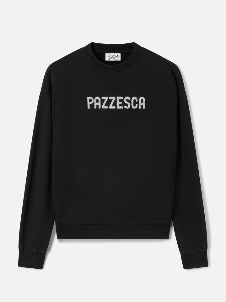 Black Stardust sweatshirt with Pazzesca glitter print