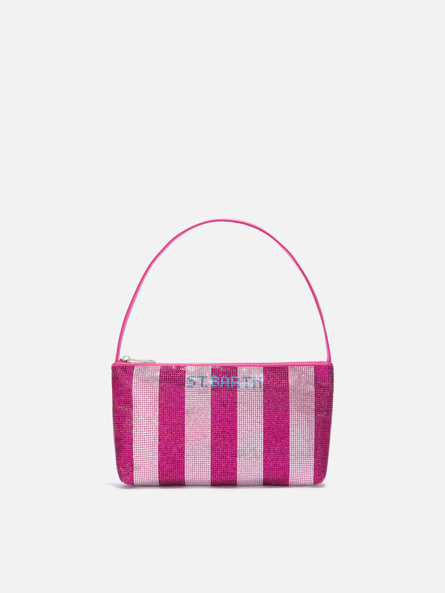Mini Bag Strassy con strass rosa e argento