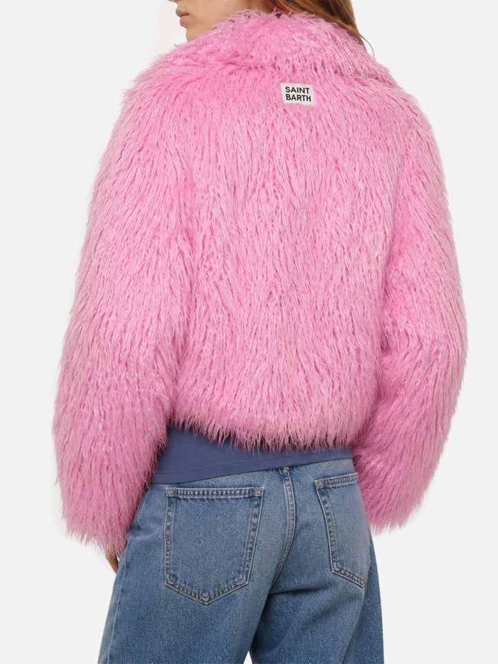 Veste courte rose en fausse fourrure Sully 