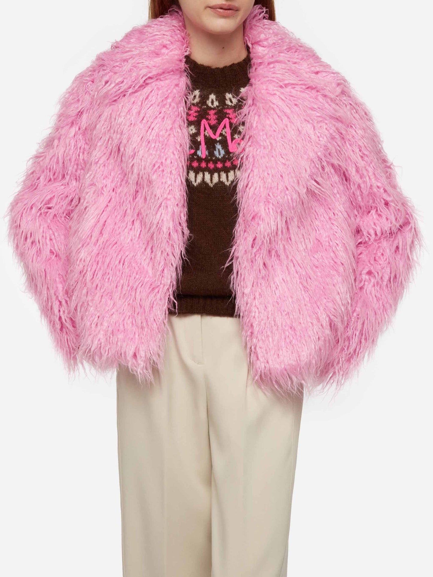 Pink furry short jacket Sully - MC2 Saint Barth