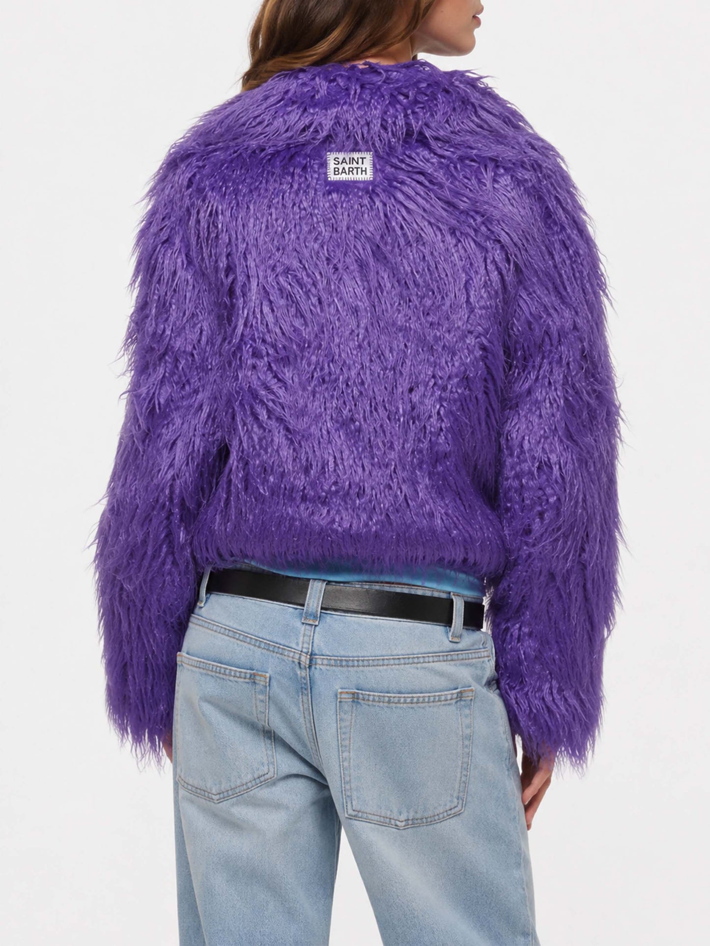 Purple furry short jacket Sully
