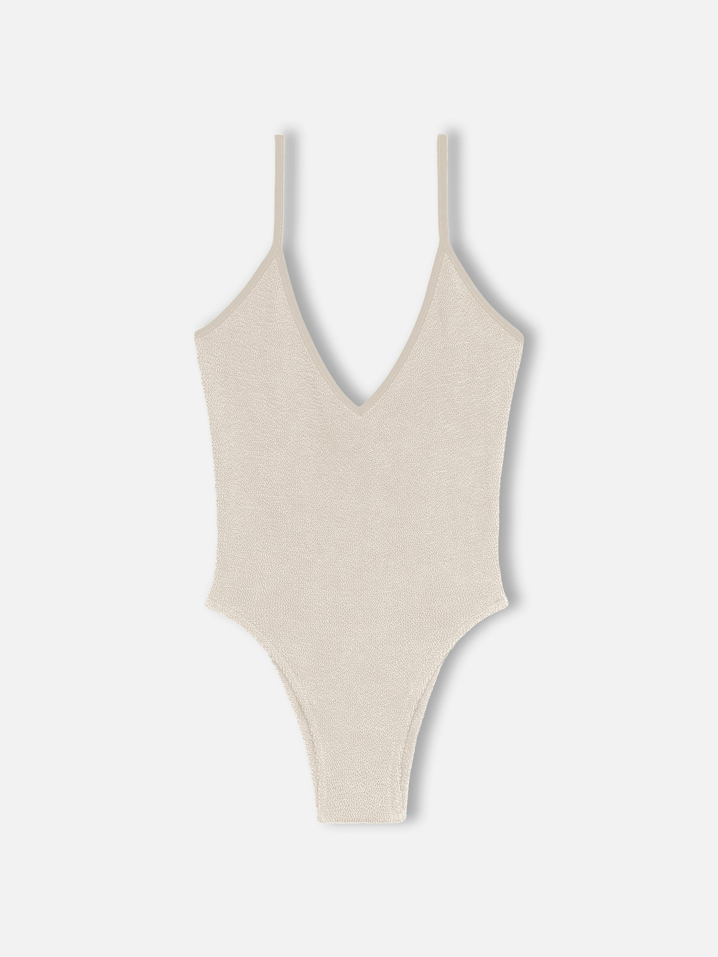 Woman beige crinkle one piece swimsuit Susanne - MC2 Saint Barth