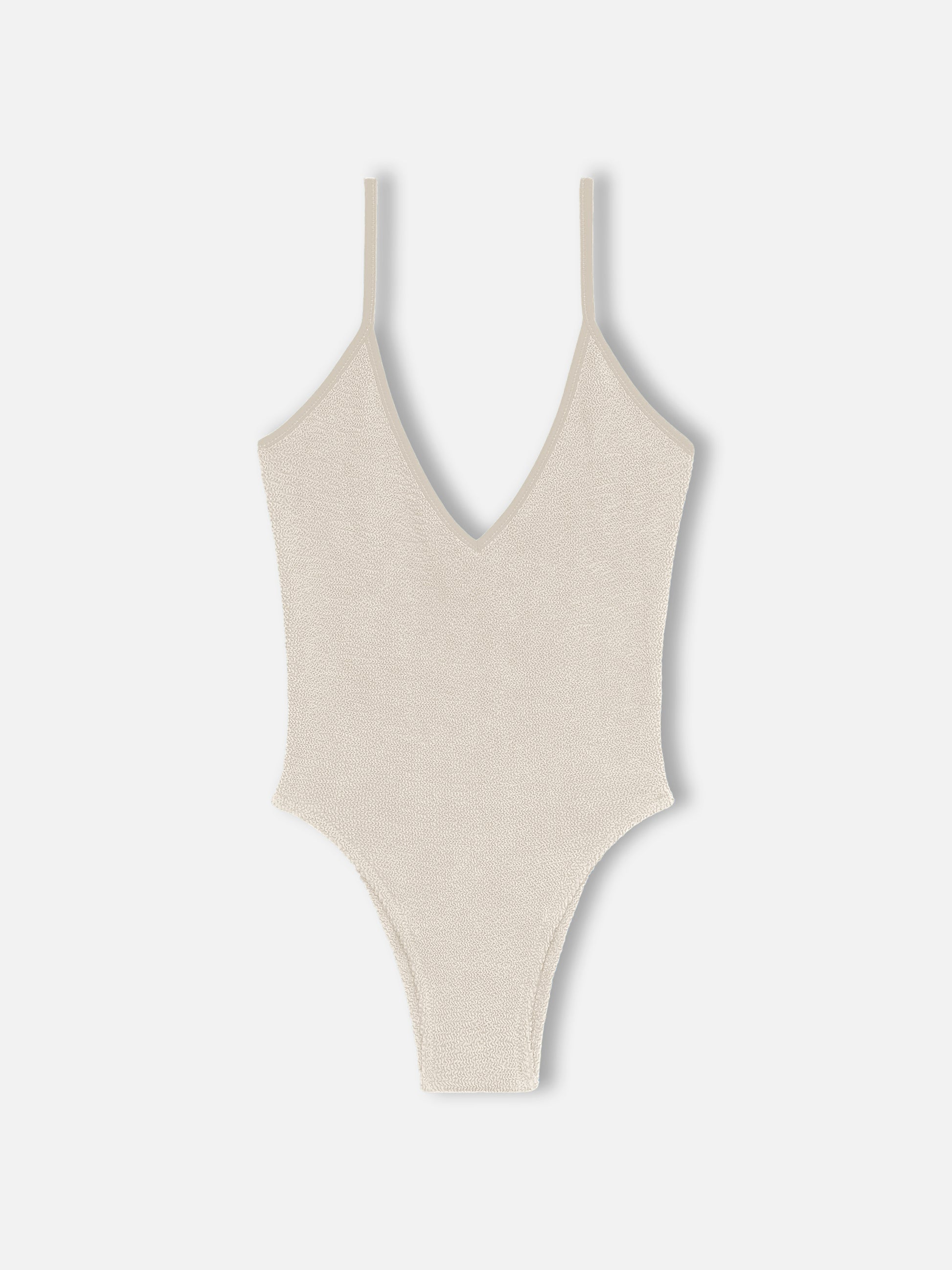 Woman beige crinkle one piece swimsuit Susanne - MC2 Saint Barth