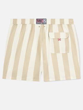 Costume mare Syros a righe bianche e beige