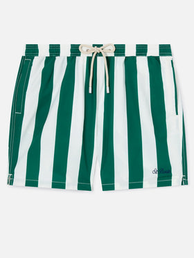Bañador Syros con estampado de rayas blancas y British green 