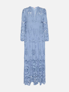 Sylvia avio blue Sangallo lace dress - MC2 Saint Barth