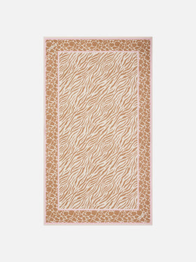 Langer Thaiti-Pareo aus Seidenmischung mit braunem Zebra-Animal-Print 